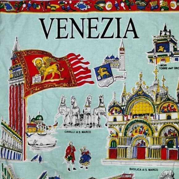 Monveni R Producto of Italia Venezia Souvenir Cloth Towel Hanging 21x35" - Picture 2 of 4
